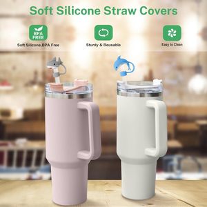 Protectores de Silicona/PVC para Pajitas con Diseños de Animales Marinos, Protección Antipolvo, Compatibles con Vasos de 30 y 40 Onzas, Puntas para Pajitas de 10 mm - Product Image 3
