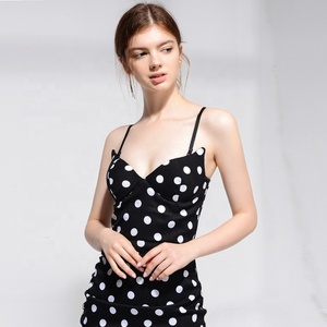Guangzhou nuevo diseño Bodycon vestidos 2019 Sexy punto de la onda V cuello asimétrico vestido sin mangas para las mujeres - Product Image 2
