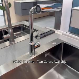 Robinet de cuisine traditionnel en acier inoxydable, pivotant à 360 degrés, à poignée unique, monotrou, avec cartouche en céramique, finition chromée, extractible - Product Image 1