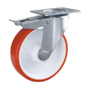 ล้ออุตสาหกรรมมาตรฐานยุโรปคุณภาพสูง PU + PP แกนกลาง ลูกปืนคู่ หมุนได้ พร้อมเบรก ราคาแข่งขัน - Product Image 2