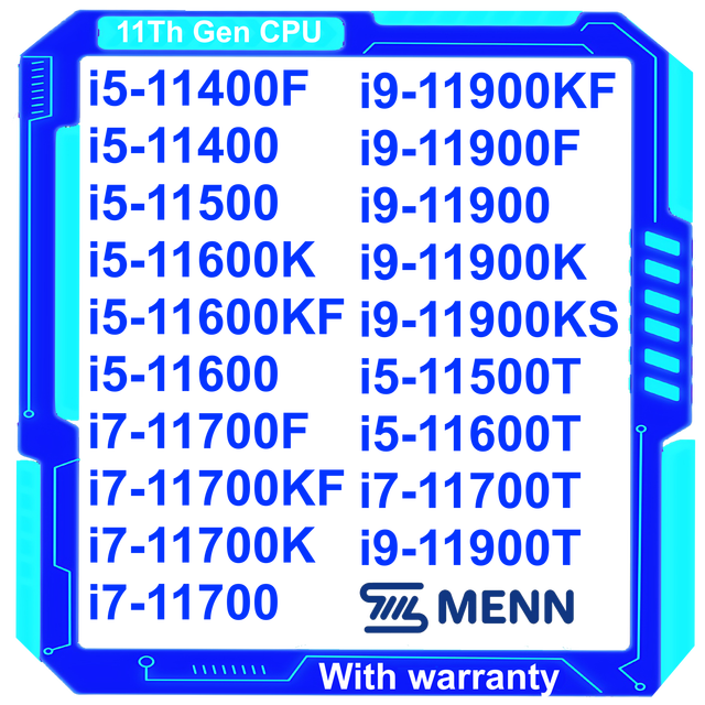 CPU 11th Gen I5 11400 11400F 11400T 11500 11600 11600K 11600KF I7 11700 11700T 11700K 11700F 11700KF I9 11900 11900K 11900F