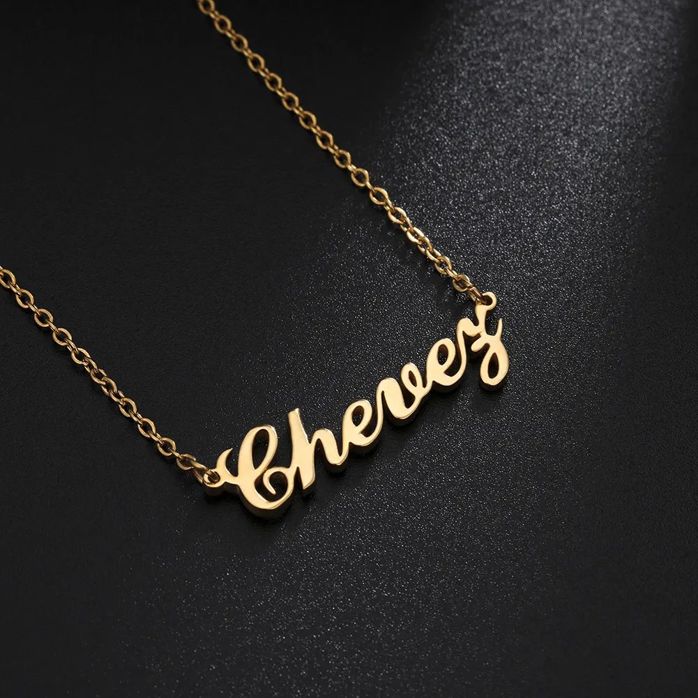 Wholesale Jewelry 14k 18k Letter Pendant Silver Custom Stainless Steel Personalized Gold Name Plate Necklace