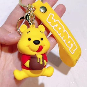 3D Doll Toy Pendant Silicone Keychain Custom <b>Cute</b> Cartoon Bear <b>Keyring</b> Milk Tea French Fries Toast Key Chain Knapsack Decoration - Product Image 5