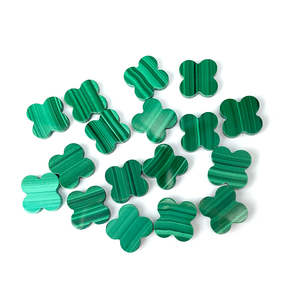 Natural Malachite Gems Custom Cut Size Shape Wholesale High Quality 4 Leaf Clover Double Sided Flat Gemstones Malachite