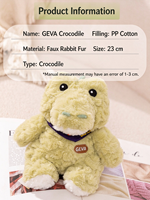 Peluche Crocodile Z Chubby Super Douce 23cm, Animal en Peluche Portable, Surface Lisse, Rembourrage Non Toxique, Jouet Confortable Anti-Stress à Câliner