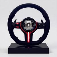 Volant de course SSY OEM personnalisé en cuir perforé avec palettes de commande multifonctions rouges pour 3/4/5/X3/X5/X7 40mm