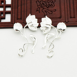 Accessoire de cheveux Fleur de Lotus en Cuivre Plaqué Argent Style Antique Coiffe Hanfu Pendentif de Mariage - Product Image 2