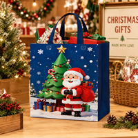 Sac non tissé laminé durable 80gsm 100gsm pour Noël, réutilisable, avec motif 3D, imperméable, pour emballage cadeau et courses de fêtes