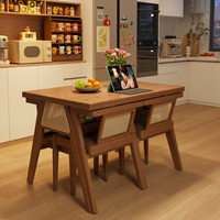 Ensemble de table à manger en osier moderne - Design écologique et durable en 4 pièces pour les petits appartements et les maisons compactes