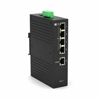 Switch PoE Industrial Hi-Net de 5 Puertos Gigabit Ethernet, 4 PoE RJ45, 1 Puerto Uplink, Montaje en Riel DIN, 12-57VDC, Amplio Rango de Temperatura