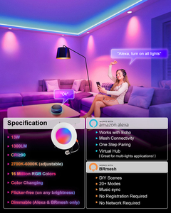 Dusktec kết nối siêu mỏng LED Đèn trần ánh sáng <span class=keywords><strong>5</strong></span> inch 6 inch RGB LED xuống đèn thông minh LED downlights - Product Image 4