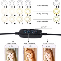Lampu ponsel Selfie LED, alat penerangan HP 3 warna kecerahan klip bisa diatur dengan pemegang ponsel