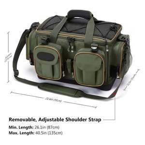 Sac à bandoulière léger et pliable en polyester avec fermeture éclair, sac de rangement portable pour matériel de pêche et cannes à pêche pour l'extérieur - Product Image 6