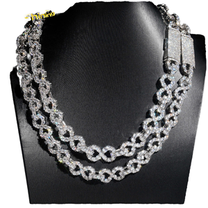 Cadena Cubana de Lujo de 15 mm, Chapada en Rodio, Plata de Ley 925, Moissanita, Joyería Hip Hop, Cadena Infinita Personalizada con Eslabones de Hielo para Hombre - Product Image 1