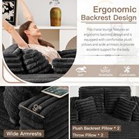Canapé modulaire moderne trois places avec chaise longue, 56 pouces, en fausse fourrure moelleuse, avec accoudoirs carrés et coussins moelleux pour un confort optimal