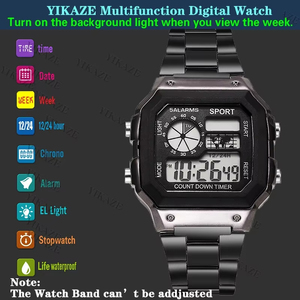 Orologi Sportivi di Lusso con Cinturino in Acciaio Inossidabile, Orologi Digitali Militari da Uomo, Orologio Impermeabile LED, Orologio da Polso Sportivo Maschile - Product Image 3