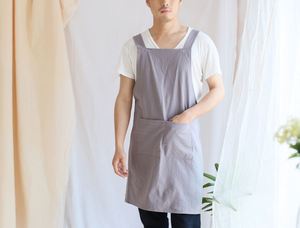 Wholesale Cotton Linen No Tie Vintage <b>Kitchen</b> <b>Aprons</b> Custom Logo Printing for Chef Cooking Baking Restaurant - Product Image 3