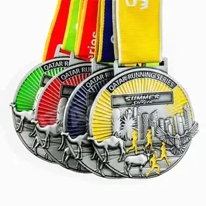 Médaille de sport 3d en alliage de Zinc, produit de marque, personnalisé, en métal, pour Marathon, course à pied