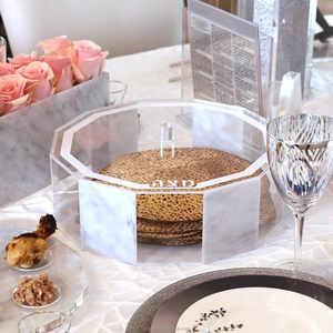 Judaica hediye ekran yahudi ssoh masa için zarif sekizgen tasarım lüks akrilik altıgen Matzah kutusu - Product Image 4