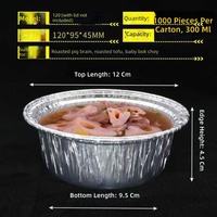 Bol jetable en aluminium épaissi pour barbecue, capacité 1200 ml, impression de logo disponible, vente en gros