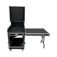 Flight case sur mesure 10U pour rack et 2U pour tiroir, pour Midas M32R et amplificateur, avec couvercle à charnière, vérins hydrauliques et 4 roues