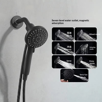 Pommeau de douche magnétique ABS de style américain à 7 jets, économiseur d'eau 1,8 GPM, avec amplificateur de pression, pour salle de bain domestique, vente en gros