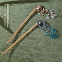 Bâtonnet à cheveux artisanal en bambou, coiffe orientale carbonisée haut de gamme, cadeau de bijoux unique héritage Zen