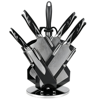 Ensemble de 6 couteaux de cuisine à lame damas, avec ciseaux, aiguiseur, hachoir, couteau Santoku, couteaux de cuisine, boîte cadeau, OEM ODM Factory
