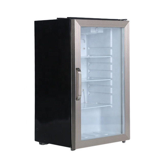 LC-92 Good Price Silver High Quality Refrigerator Display Showcase Mini Fridge Mini Cooler with Glass Door