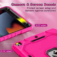 Grifobes Özel Renkli Sıcak Pembe Ağır Hizmet Tipi PC+Silikon Sağlam Darbeye Dayanıklı Esnek Standlı Çizilmez iPad Tablet Kılıfı