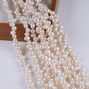 Perles Keshi d'eau douce naturelles de 6-7 mm et perles de riz en gros, 28 trous, matériel de perles semi-finies pour la fabrication artisanale - Product Image 1