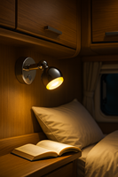 Applique murale LED chromée 12V DC avec interrupteur tactile, liseuse réglable à tête sphérique pour cabine de camping-car