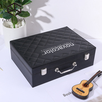 Coffret de luxe en treillis noir, 10 pièces, boîte cadeau, emballage en cuir souvenir
