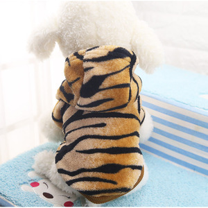 Tiger Stripes Flannel Hoodie Pet <b>Dog</b> Cat Clothes With <b>Buttons</b> Transformation Costume For Small Pets Winter Warm Wear - Product Image 3