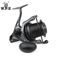 Carrete de Pesca de Spinning W.P.E CF 9000/9000T de Alta Velocidad 4.4:1 con Bobina de Metal y 9+1 Rodamientos para Carpa