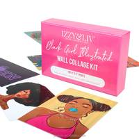 Kits de collage d'images murales artistiques pour la décoration de la maison, avec impressions de logos personnalisés, pour la décoration esthétique des adolescentes, et cartes flash d'art papier