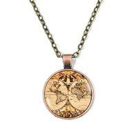 Collier Carte du Monde, le Monde est à Toi, Voyageur, Globe Rétro, Art Terrestre, Colliers Pendentifs Photo, Bijoux, Cadeaux de Diplôme pour Amis