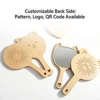 Miroir de poche en bois personnalisé avec logo professionnel, miroir de maquillage portable pour microblading, salon de beauté et cadeau