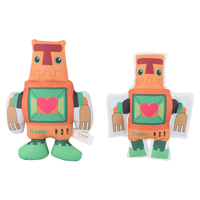 Retro Roboter-Plüschhundespielzeug, Quietschend im Vintage-Stil, 2D Flach & 3D Gefüllt, Welpen-Kauspielzeug, Langlebiges Interaktives Haustierspielzeug, Neuheit