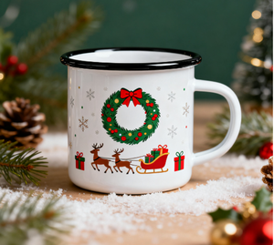 Cổ điển Retro Cây giáng sinh men cốc Xmas Đèn in nhà kỳ nghỉ trang trí nội thất cắm trại <span class=keywords><strong>drinkware</strong></span> - Product Image 3