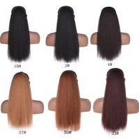 Queue de cheval longue et droite Yaki avec cordon de serrage, en fibre synthétique haute température, naturelle, crépue et épaisse, à trame unique, pour femmes noires, usage quotidien