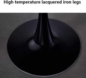 Modern Round <strong>Tulip</strong> Side <strong>Table</strong> Black Metal Base and Stone Top for Kitchen Dining Room Hotel or Apartment Furniture - Product Image 4