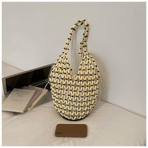 Sac fourre-tout ajouré en perles de bois tissées à la main de Thaïlande pour les voyages <span class=keywords><strong>et</strong></span> les sorties, sac à bandoulière perlé fait main du <span class=keywords><strong>Vietnam</strong></span> pour femme - Product Image 2
