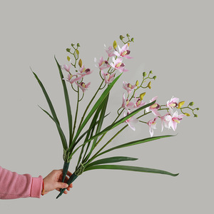 <strong>Zen</strong>-style Cymbidium Orchid Artificial Flower Realistic Touch 2-Pronged Leaves Living Room Home Decor - Product Image 2