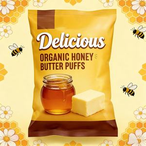 En stock: Bolsa laminada OEM personalizada con impresión, de grado alimenticio, para envasado de snacks, con sellado trasero, tipo almohada para patatas fritas. - Product Image 1