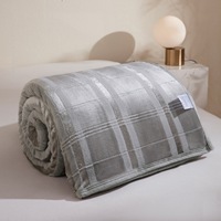 Couverture Polaire Sherpa Double Couche Bleu Marine à Carreaux OEM ODM, Plaid Doux en Flanelle Polaire pour Canapé et Lit, Anti-acariens, Moderne, Hiver, 100% Coton