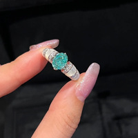 Bague vintage en zircon blanc couleur Paraiba, élégante et raffinée, avec pierre précieuse vert menthe, pour femme, ensemble de bijoux