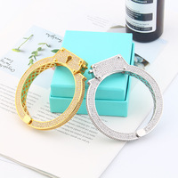 Style Hip Hop Hommes Mode Glacé Menottes Design Plaqué Or Bracelets Bijoux Bracelet