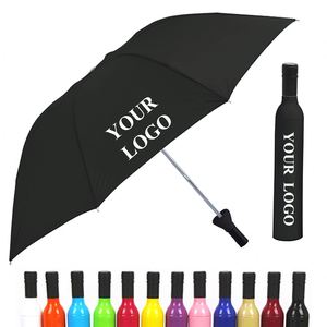 Parapluie pliant 3 sections personnalisé avec logo, idéal pour la publicité, les cadeaux d'entreprise, les promotions, les voyages et les jours de pluie, parapluie bouteille de vin pliable - Product Image 1