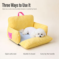 Canapé-lit pour animaux de compagnie OEM lavable avec dossier jaune et poignée de transport |   Nid portable pour chat et petit chien, utilisable en toutes saisons